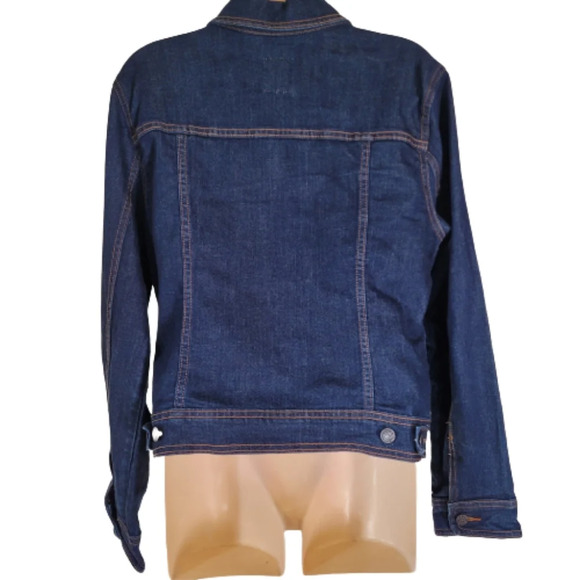 Old Navy Dark Wash Trucker Jean Jacket Size Women's Large - Picture 2 of 10